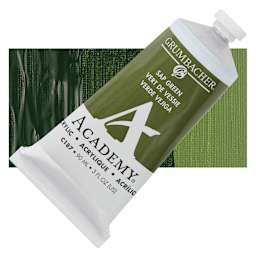 Grumbacher Academy Acrylic - Sap Green, 90 ml tube and swatch