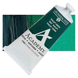 Grumbacher Academy Acrylic - Thalo Green (Blue Shade), 90 ml tube and swatch