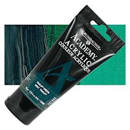 Grumbacher Academy Acrylic - Thalo Green (Blue Shade), 75 ml tube and swatch