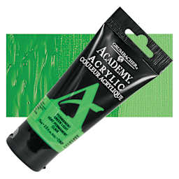 Grumbacher Academy Acrylic - Permanent Green Light, 75 ml tube and swatch