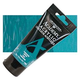 Grumbacher Academy Acrylic - Turquoise Green, 75 ml tube and swatch