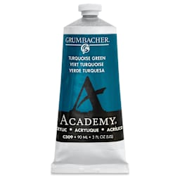 Grumbacher Academy Acrylic - Turquoise Green, 90 ml tube, front