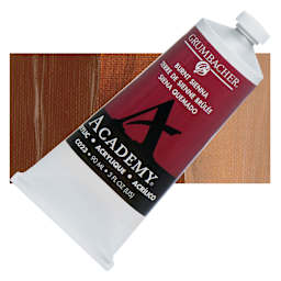 Grumbacher Academy Acrylic - Burnt Sienna, 90 ml tube and swatch