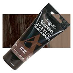 Grumbacher Academy Acrylic - Burnt Umber, 75 ml tube and swatch
