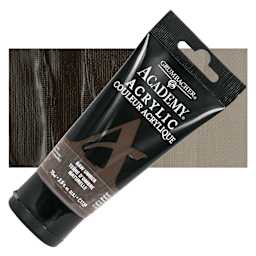 Grumbacher Academy Acrylic - Raw Umber, 75 ml tube and swatch