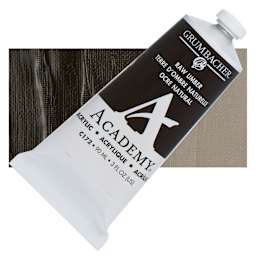 Grumbacher Academy Acrylic - Raw Umber, 90 ml tube and swatch