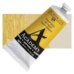 Grumbacher Academy Acrylic - Thalo Gold, 90 ml tube and swatch
