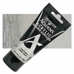 Grumbacher Academy Acrylic - Thalo Silver, 75 ml tube and swatch