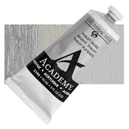 Grumbacher Academy Acrylic - Thalo Silver - tube and swatch