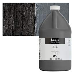 Liquitex Soft Body Artist Acrylic - Mars Black, 3.78 L bottle and swatch