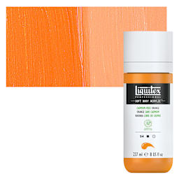 Liquitex Soft Body Artist Acrylic - Cadmium-Free Orange, 237 ml bottle and swatch