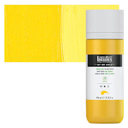 Liquitex Soft Body Artist Acrylic - Cadmium-Free Yellow Medium, 946 ml bottle and swatch