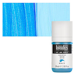 Liquitex Soft Body Artist Acrylic - Fluorescent Blue, 59 ml bottle and swatch