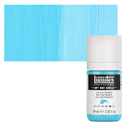 Liquitex Soft Body Artist Acrylic - Light Blue Permanent, 59 ml bottle and swatch