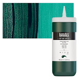 Liquitex Soft Body Artist Acrylic - Phthalo Green Blue Shade, 946 ml bottle and swatch