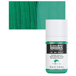 Liquitex Soft Body Artist Acrylic - Transparent Viridian Hue, 2 oz bottle and swatch