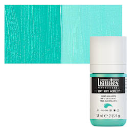 Liquitex Soft Body Artist Acrylic - Bright Aqua Green, 59 ml bottle and swatch