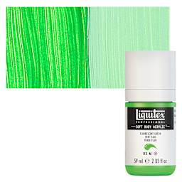 Liquitex Soft Body Artist Acrylic - Fluorescent Green, 59 ml bottle and swatch