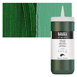 Liquitex Soft Body Artist Acrylic - Hookers Green Hue Permanent, 946 ml bottle and swatch