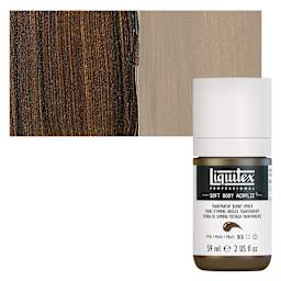 Liquitex Soft Body Artist Acrylic - Transparent Burnt Umber, 59 ml bottle and swatch