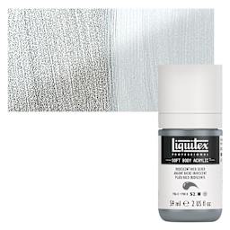 Liquitex Soft Body Artist Acrylic - Iridescent Rich Silver, 59 ml bottle and swatch