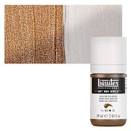 Liquitex Soft Body Artist Acrylic - Iridescent Rich Bronze, 59 ml bottle and swatch