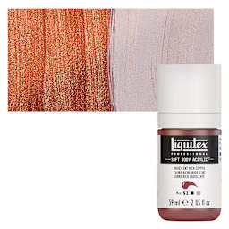 Liquitex Soft Body Artist Acrylic - Iridescent Rich Copper, 59 ml bottle and swatch
