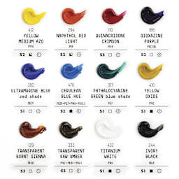 Liquitex Professional Heavy Body Acrylics - Set of 12, Essential Colors, 22 ml, swatches