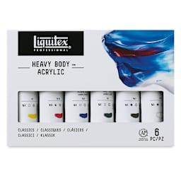 Liquitex Heavy Body Artist Acrylics - Studio Set, Set of 6 colors, 2 oz tubes front of package