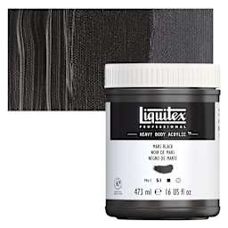 Liquitex Heavy Body Artist Acrylic - Mars Black, 16 oz Jar and swatch