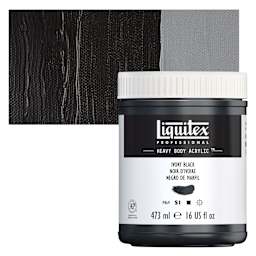 Liquitex Heavy Body Artist Acrylic - Ivory Black, 16 oz Jar and swatch