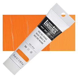 Liquitex Heavy Body Artist Acrylic - Vivid Red Orange, 2 oz Tube and swatch