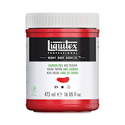 Liquitex Heavy Body Artist Acrylics - Cadmium-Free Red Medium, 16 oz Jar