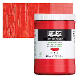Liquitex Heavy Body Artist Acrylic - Cadmium-Free Red Medium, 32 oz Jar and swatch