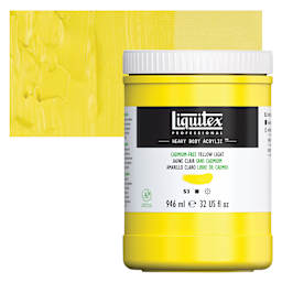 Liquitex Heavy Body Artist Acrylic - Cadmium-Free Yellow Light, 32 oz Jar and swatch