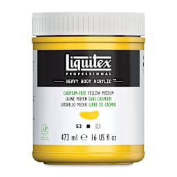 Liquitex Heavy Body Artist Acrylics - Cadmium-Free Yellow Medium, 16 oz Jar