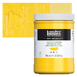 Liquitex Heavy Body Artist Acrylic - Cadmium-Free Yellow Medium, 32 oz Jar and swatch