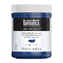 Liquitex Heavy Body Artist Acrylics - Phthalo Blue (Green Shade), 16 oz Jar