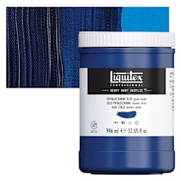 Liquitex Heavy Body Artist Acrylic - Phthalo Blue (Green Shade), 32 oz Jar and swatch