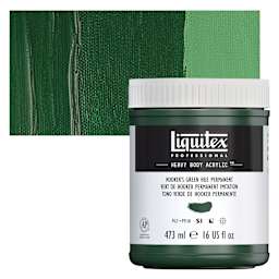 Liquitex Heavy Body Artist Acrylic - Hooker's Green Hue Permanent, 16 oz Jar and swatch
