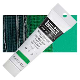 Liquitex Heavy Body Artist Acrylic - Phthalo Green (Yellow Shade), 2 oz Tube and swatch