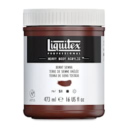 Liquitex Heavy Body Artist Acrylics - Burnt Sienna, 16 oz Jar