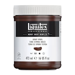 Liquitex Heavy Body Artist Acrylics - Burnt Umber, 16 oz Jar