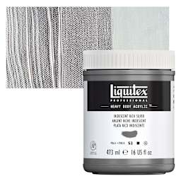 Liquitex Heavy Body Artist Acrylic - Iridescent Rich Silver, 16 oz and swatch