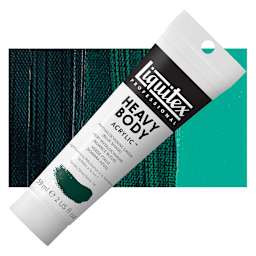 Liquitex Heavy Body Artist Acrylic - Phthalo Green (Blue Shade), 2 oz Tube and swatch