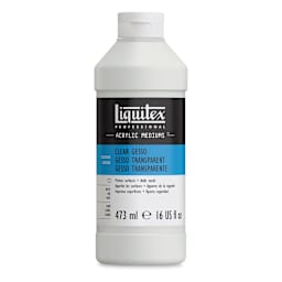 Liquitex Acrylic Gesso-Clear 16oz Bottle. Front of bottle.
