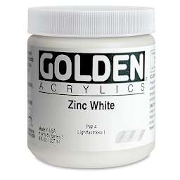 Golden Heavy Body Artist Acrylics - Zinc White, 8 oz Jar