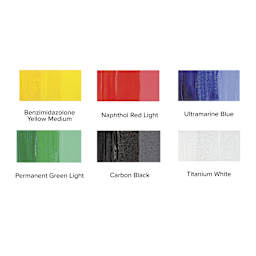Golden Heavy Body Artist Acrylic Set - Intro Set of 6, Assorted Colors, 22 ml Tubes, swatches