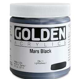Golden Heavy Body Artist Acrylics - Mars Black, 8 oz Jar