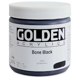 Golden Heavy Body Artist Acrylics - Bone Black, 16 oz Jar